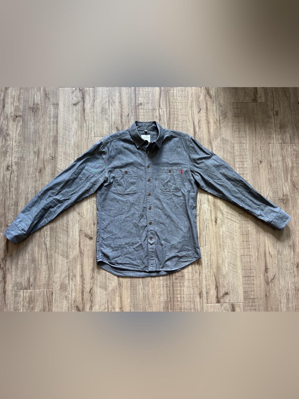 Frank & Oak Men's Long-Sleeve Chambray Button-Up Shirt Gray wedding graduation